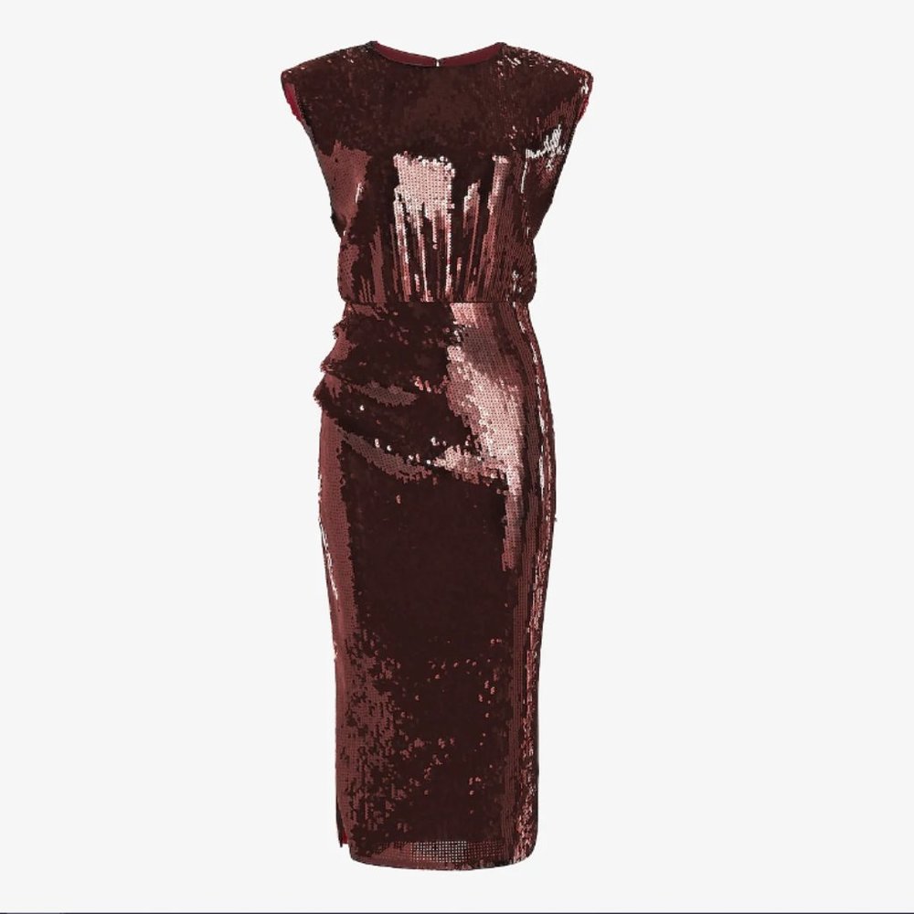 Express Sequin Midi Dress in Bold Red - Picture 5 of 11
